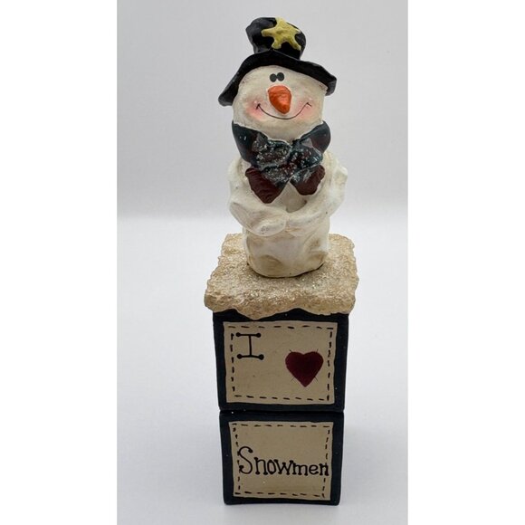 Vintage Snowman Themed Cheese Spreader With Holder Rustic Christmas Decor - Picture 2 of 10